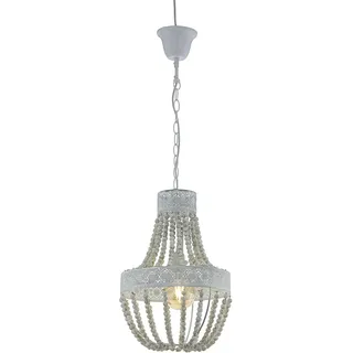 EGLO Pendelleuchte Barnhill 1, 1 flammiger Kronleuchter Vintage, Retro, Shabby Chic, Hängeleuchte Holz und Stahl, Esstischlampe, Wohnzimmerlampe hängend in Grau-Patina, E27 Fassung