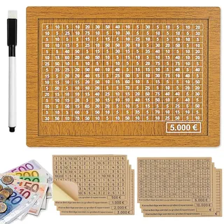 STFYUG Spardose Holz,Geldbox,Sparbox mit Zahlen Ankreuzen,Spardose mit Zähler,EIN Wieder Nutzbares Geldkassetten,Spardose,Fördere Spargewohnheit bei Erwachsene und Kindern.