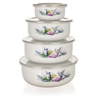 BANKETT-Set misek Emaille LAVENDEL, 8 St. - Weiß