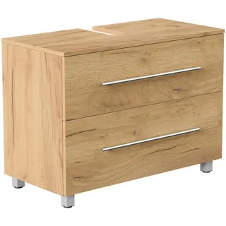 Mid.you Waschbeckenunterschrank , Eichefarben , Metall , 2 Schubladen , einzeln stellbar , 85x63x41.6 cm , stehend , Holzmöbel, Holzschränke, Waschbeckenunterschränke Holz