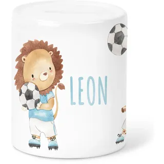 Spardose Fussball für Kinder personalisiert Jungen Kinderspardose Sparbüchse mit Namen Geschenk Fußball Geldgeschenk Jungs