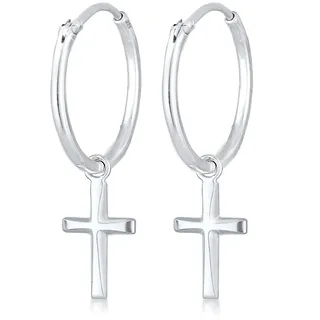 Elli Creolen Ohrringe Kreuz silber 925