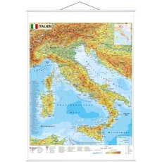 Italien physisch 1 : 1.600 000. Wandkarte mit Metallbeleistung