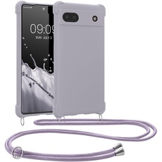 kwmobile Necklace Case kompatibel mit Google Pixel 6a Hülle - Cover mit Kordel zum Umhängen - Silikon Schutzhülle Purple Cloud