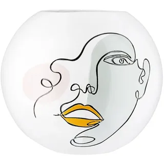 Casablanca by Gilde Tischvase Kugelvase rund Voir weiß H. 21,5 cm - Gesichtsmotiv - - Dekovase