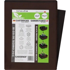 GARDENIX® 16 m2 Zweifarbiges Braun/Schwarz Anti Unkrautvlies 50g/m2 ‒ Gartenvlies Hohe UV-Stabilisierung reißfest und wasserdurchlässig (3,2m x 5m)