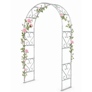 DanDiBo Dandibo Rosenbogen Verzinkt Massiv 120 cm Torbogen 96521 Wetterfest Rundbogen Volleisen Rankhilfe Gartenbogen Feuerverzinkt , Grau , Metall , 120x230x36 cm , Dekoration, Gartendeko