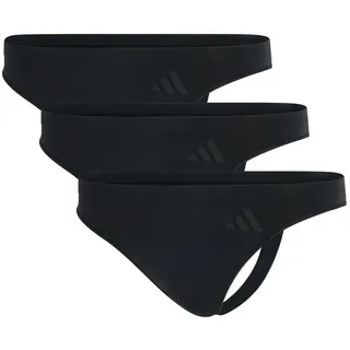 adidas Low Rise Thong 3er Pack - Sport Active Seamless - Packaged Panties - Bequeme Unterwäsche, Logo, einfarbig schwarz S
