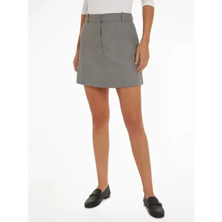 Bleistiftrock TOMMY HILFIGER "POW CHECK SHORT SKIRT", Damen, Gr. 44, grau (global stp check, s, texture h grau), Web, Obermaterial: 63% Polyester, 34% Viskose, 3% Elasthan, kariert, regular fit ca. Mitte Oberschenkel, Röcke Bleistiftrock, Webrock im Karodessin