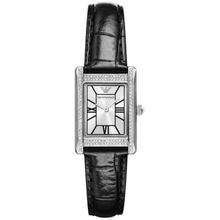 Emporio Armani Watch for Women, 22mm rechteckiges Gehäuse Quarz-Zweizeigerwerk mit Edelstahl- oder Lederarmband