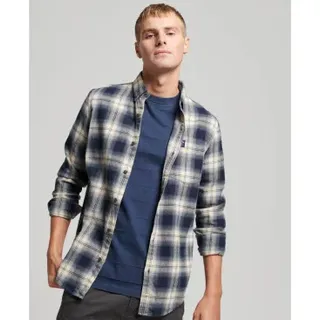 Superdry für Herren. M4010727A Holzfällerhemd aus Bio-Baumwolle mit marinefarbenem Karo (S), Lässig, Langarm, Nachhaltig
