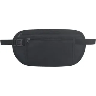 FuninCrea Hüfttaschen, Nylon Bauchtasche Brustbeutel versteckte für Frauen Männer, Anti-Diebstahl Gürteltasche Unter Kleidung mit Verstellbarer Schnalle und Elastisches Band für Laufen (schwarz)