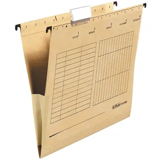 Herlitz Hängemappe A4, Beige, 25 Stück, Hängeregister | Kraftkarton verpackt seitlich geschlossen, Leinenfrosch