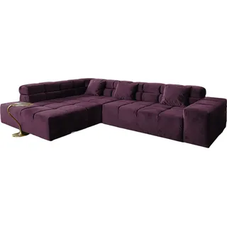 KAWOLA Sofa NEVADA Ecksofa Velvet purple Recamiere links - Violett
