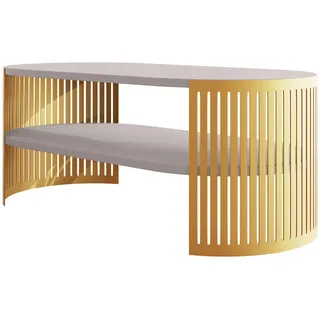 Mirjan24 Couchsitch Fikoli Oval Gold I , Kaschmir , Metall , Oval,Oval , 50x40x100 cm , Wohnzimmer, Wohnzimmertische, Couchtische