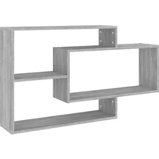 vidaXL Wandregal mit 3 Offenen Fächern 104/20/58,5 cm aus Holzwerkstoff Grau Sonoma Dekor , Silbereichenfarben , Strukturbuche , Rechteckig , 104x58.5x20 cm , Wohnzimmer, Regale, Wandregale