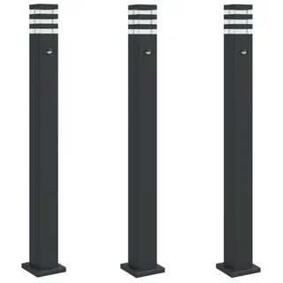 vidaXL Wegeleuchten mit Bewegungsmelder 3 Stk. Schwarz 110cm Aluminium - Schwarz