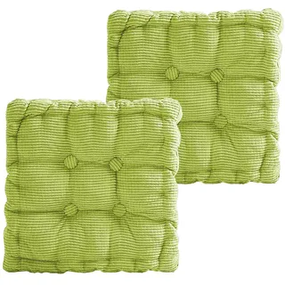 Bocguy Bettschlange Sitzkissen, Bodenkissen, 2er Set Stuhlkissen 40 x 40cm, Dickes Matratzenkissen 8cm, Bodenkissen für Gartenstuhl, Küche oder Esszimmer, Indoor und Outdoor, Grün