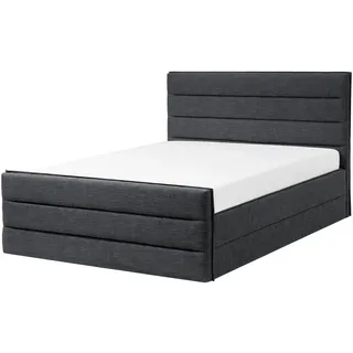 Beliani Polsterbett Dunkelgrau 160 x 200 cm Leinenoptik mit Lattenrost Horizontale Versteppung Elegante Ausstrahlung Modern - Grau