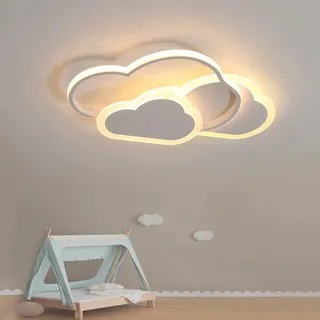 YUEEU Led Deckenleuchte Schlafzimmer 52CM Kinder Lampe Deck Wolke Kinderzimmerlampe Deckenlampe Weiß 3000K, Deckenleuchten für Babyzimmer Kinderzimmer(Fernbedienung nicht enthalten)