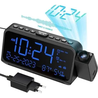 Digitale Wecker mit Projektion, USB-Ladegerät, FM-Radio, Schlafzimmer