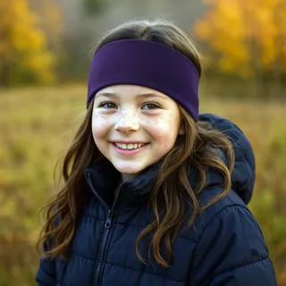 Wollhuhn ÖKO Kinder/Jungen/Mädchen Warmes Stirnband/Haarband Zweilagig Fleece Viele Farben 20250810 (Violett Sportfleece, Einheitsgröße)
