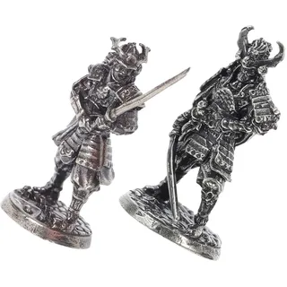 Toddmomy Japanische Samurai Miniaturfiguren 2 Stück aus Kupfer für Garten | Kleine Krieger Skulpturen, Asiatische Deko, für Büro und Zuhause, Sammlerfiguren, Dekorativer Akzent