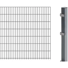 Alberts 641498 Doppelstabmattenzaun als Zaun-Komplettset | verschiedene Längen und Höhen | anthrazit | Höhe 143 cm | Länge 2,5 m