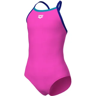 Badeanzug ARENA "GIRL'S ARENA SWIMSUIT LIGHT DROP SOLID für Mädchen", Jungen, Gr. 164 (158), N-Gr, pink (shocking pink, neon blau, eyeblush), Obermaterial: 82% Polyester, 18% Elasthan, Badeanzüge Badeanzug