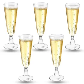 Coztie Sektgläser Plastik, 50 Stück Kunststoff 150ml Mehrweg Champagnergläser Mimosa für Sektempfang, Hochzeit, Geburtstag, Picknick, Party - Transparent