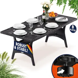 CASARIA Gartentisch 190 x 90 x 75 cm Schwarz
