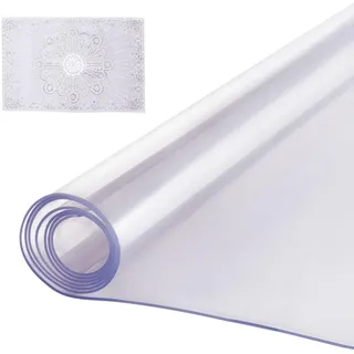 Vevor Kunststoff-Tischdecke, 61 x 121,9 cm, 2,0 mm dick, transparenter Tischschutz, rechteckige PVC-Schreibtischunterlage, wasserdichte und leicht zu reinigende Schreibtischunterlage, Tischdecke,