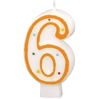 Amscan Zahlenkerze 6 Höhe 7,3 cm orange