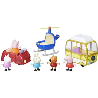 Peppa Pig, F94235L1 Kleine Peppa Box, 3 Fahrzeuge und 5 Figuren, Spielzeug für Kinder, F94235L1