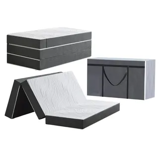Twirest Klappmatratze Faltbare Gästematratze 75 x 195 x 15 cm Waschbar & Klappbar 4-teilige Faltmatratze mit abnehmbarem Bezug für Reisen Camping Gästebett Grau