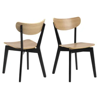 Actona Esszimmerstuhl Roxby Massivholz schwarz 2er Set