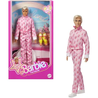 Barbie The Movie - Ken-Sammelpuppe, Ryan Gosling als Ken in rosafarbenem Overall mit „B“-Aufdruck, weißen Sneakern und bunten Inlineskates, JCP80