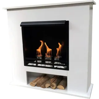 Ethanol und Gelkamin Kamin Modell 001W Weiss inkl. 27 teil. Set - Weiß