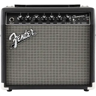 Fender Champion II 25, Combo Guitar Amp, 25W, Suitable for Electric Guitar, More Power, Upgraded Effects and Amp Models, Black/Silver