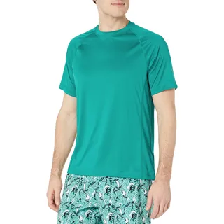 Amazon Essentials Herren Rashguard Kurzarm UPF 50+ UV-Schutz Schwimm-Shirt Schnelltrocknend, Blaugrün, XS