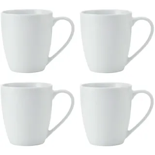 MIKASA Chalk Porzellanbecher, 4er-Set weiße Becher für Tee und Kaffee, 380ml, spülmaschinen- und mikrowellenfest