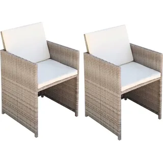 The Living Store Gartenstühle 2 Stk. mit Polstern und Kissen Poly Rattan Beige - Beige