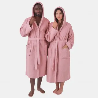 Betz Bademantel mit Kapuze aus 100% Baumwolle – Frottee Saunabademantel für Damen & Herren – kuschelig, saugstark & lang – Serie Berlin Farbe Lotus Größe S/M