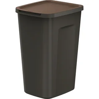 Abfallbehälter 50 Liter, Maße 39x34x58 cm, zur Mülltrennung, Braun, mit Öffnungsdeckel aus leichtem Kunststoff, modular, leicht, Sortieren, Umwelt, Ordnung halten - Schwarz
