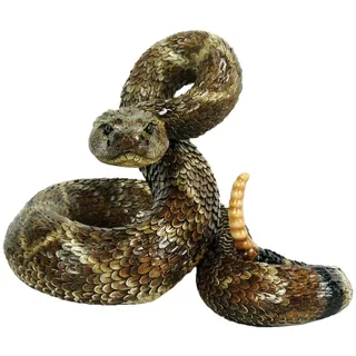 Michael Carr Designs Western Diamondback Klapperschlange L - Outdoor Schlange Figur für Gärten, Terrassen und Rasen (80057), Braun