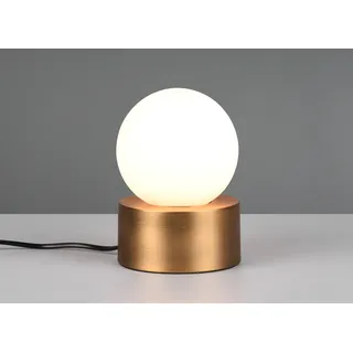 LED Tischlampe Nachttischlampe Fensterbank Touch Lampenschirm Glas Weiß Ø 12cm - Braun