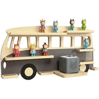 Relaxdays Toniebox Regal, magnetisch, für Musikbox & 25 Tonies, Natur/grau | Bus, HBT: 27 x 54 x 15 cm, Toniefigurenregal