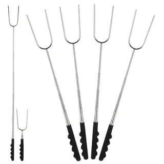 Vilde | Grillgabeln Teleskopisch 24-72 cm - 4er Set - Lagerfeuer Spieße - Edelstahl - Silber