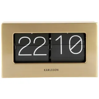 Karlsson Tischuhr Boxed Flip - Gold - 20,5x7x11,5cm | Rechteck - Stahl - Standuhr - Tisch Uhr
