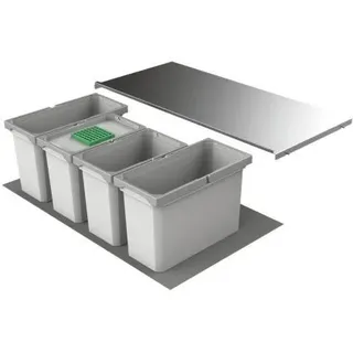 Abfallsorter Cox Box 275 S/900-4 mit 4-fach Trennung für 90 cm Schrankbreite, 42 (2x12 u. 2x9) Liter / Abfalleimer / Mülleimer - Hellgrau